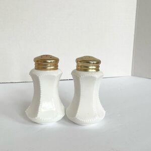 Vintage Ucagco Ceramic White and Gold Plated Salt and Pepper Shakers in GUC